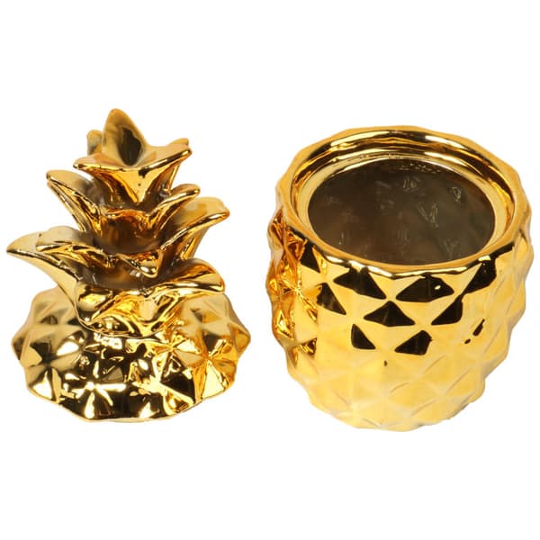 Keramisk lille ananas æske i guld farve