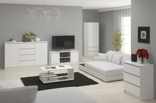 KOMMODE K 120 cm 8 SKUFFE HVID