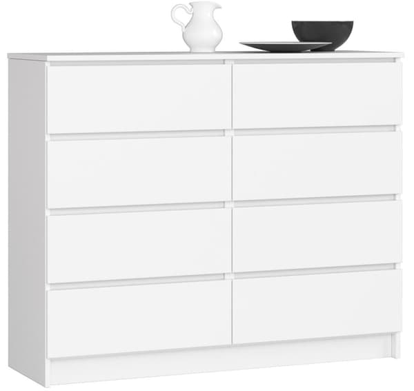 KOMMODE K 120 cm 8 LÅDOR VIT