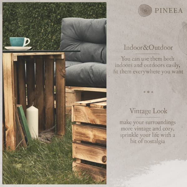 PINEEA vintage puulaatikko 50x40x30cm - puinen laatikko sisustukseen, terassille ja puutarhaan - 3 kpl