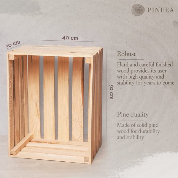 PINEEA vintage trækasse 50x40x30cm - trækasse til interiør, terrasse og havedekoration