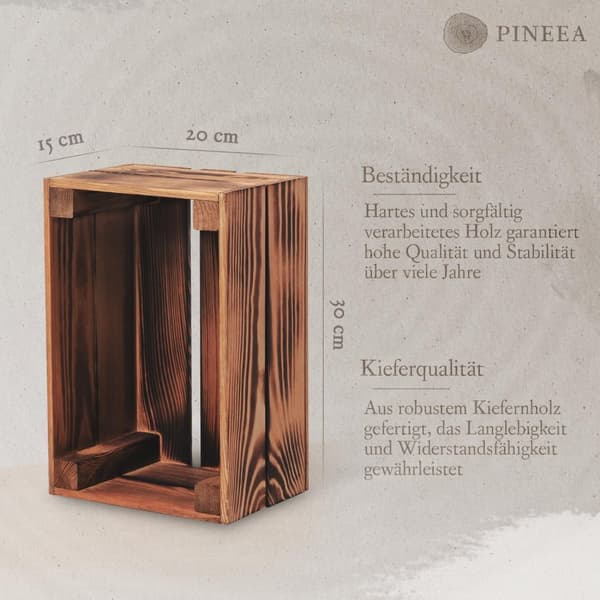 PINEEA vintage flamed puulaatikko 30x20x15cm - puulaatikko sisustukseen, terassille ja puutarhaan - 1 kpl
