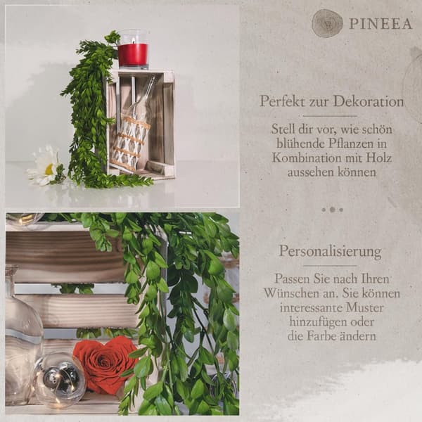 PINEEA vintage hvid og tan trækasse 30x20x15cm - trækasse til interiør, terrasse og havedekoration - 1 stk.