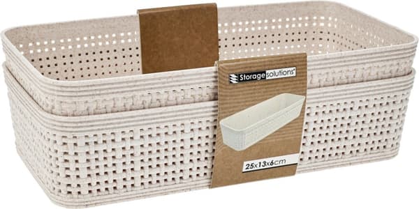 Korg Förvaring Beige Flätad Plast 25,3x13,3 cm 2-pack