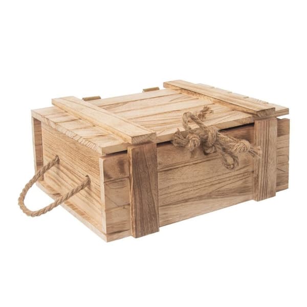 Trækasse/beholder med låg til opbevaring 30x21x12 cm