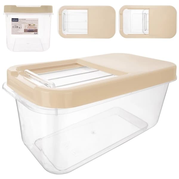 Säilytysastia kapseleille, jauheelle ja ruoalle, beige, 7,5 l