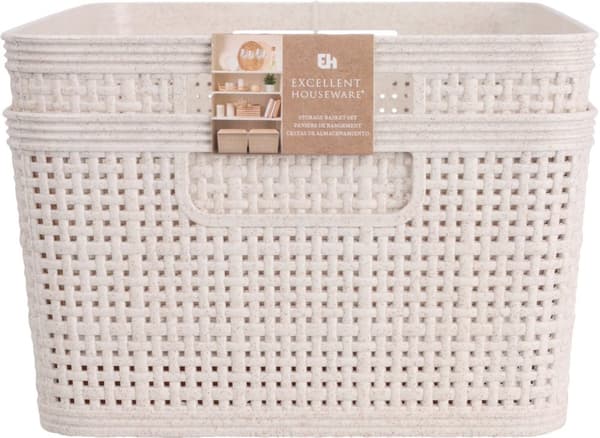 Korg Förvaring Beige Flätad Plast 24,5x19 cm 2-pack