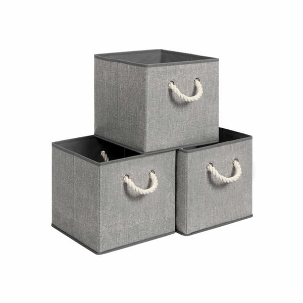 Set med 3 tyglådor utan lock grå