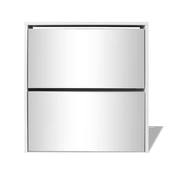 vidaXL skoskab 2 skuffer spejl hvid 63 x 17 x 67 cm
