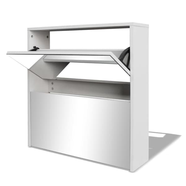 vidaXL skoskab 2 skuffer spejl hvid 63 x 17 x 67 cm