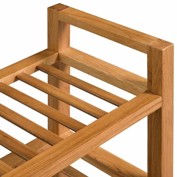 vidaXL Skostativ med 3 hyller 100x27x60 cm heltre eik