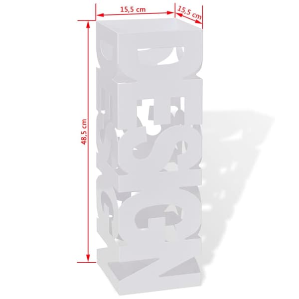vidaXL Hvit kvadratisk Paraplyholder Stokk i stål 48,5 cm