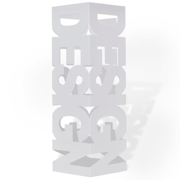 vidaXL Hvit kvadratisk Paraplyholder Stokk i stål 48,5 cm