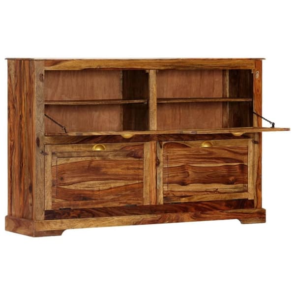 vidaXL skoskab 140 x 35 x 90 cm massivt sheeshamtræ