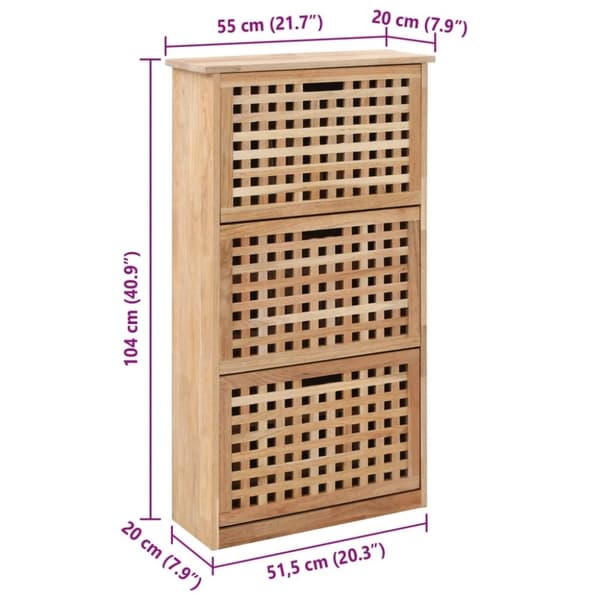 vidaXL Skoskåp massivt valnötsträ 55x20x104 cm
