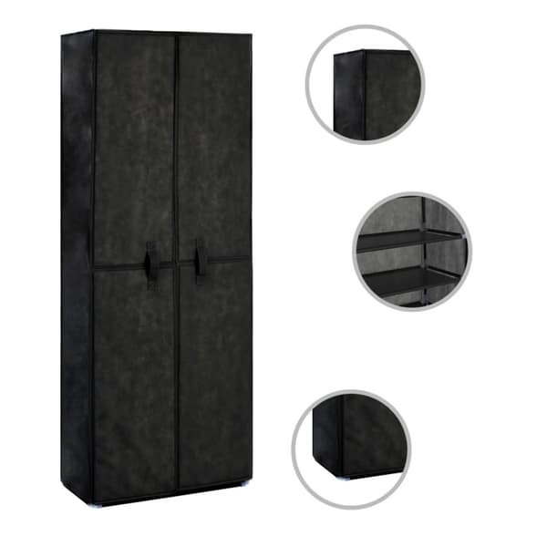 vidaXL skoskab 60 x 30 x 166 cm stof sort