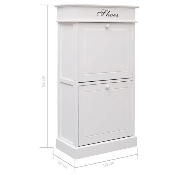 vidaXL Skoskåp vit 50x28x98 cm kejsarträ