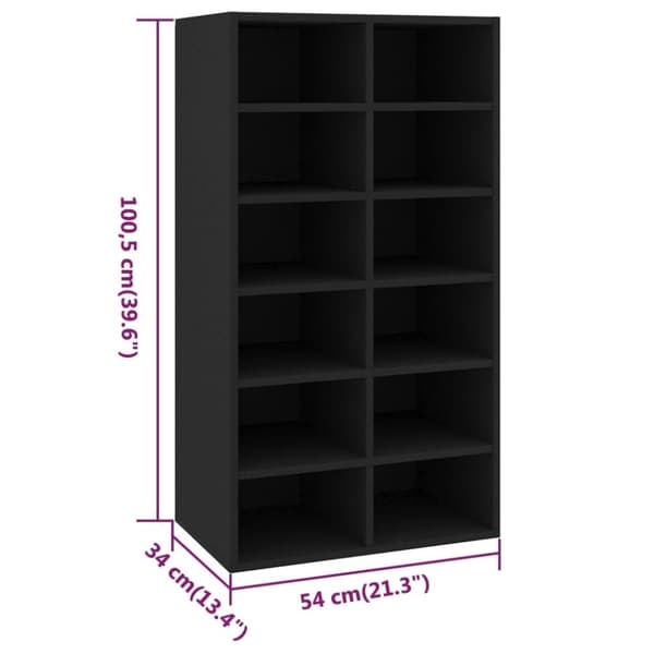 vidaXL skoreol 54 x 34 x 100,5 cm spånplade sort