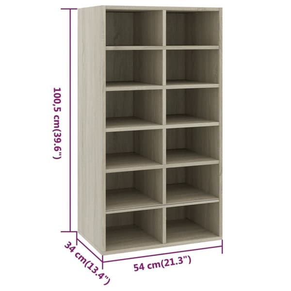 vidaXL Skohylle sonoma eik 54x34x100,5 cm sponplate