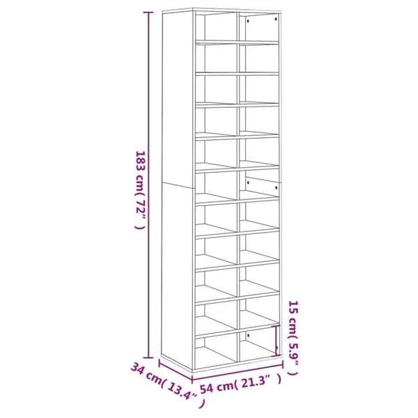vidaXL skoreol 54 x 34 x 183 cm spånplade sort