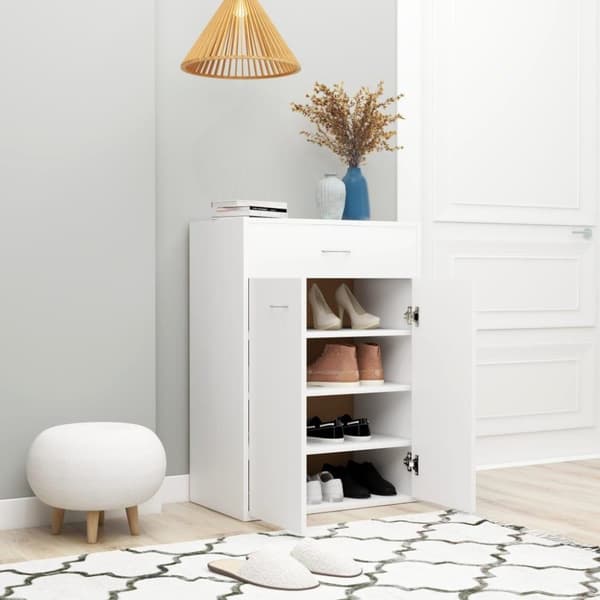 vidaXL Skoskåp vit 60x35x84 cm konstruerat trä