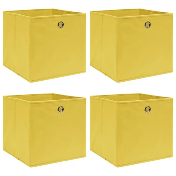 vidaXL Förvaringslådor 4 st gul 32x32x32 cm tyg