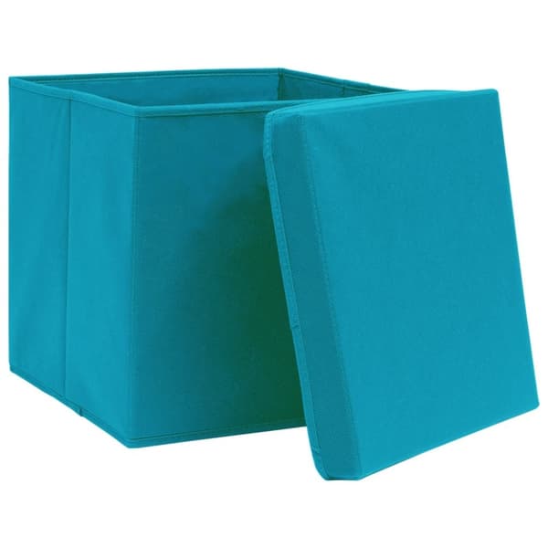 vidaXL opbevaringskasser med låg 4 stk. 32x32x32 stof babyblå