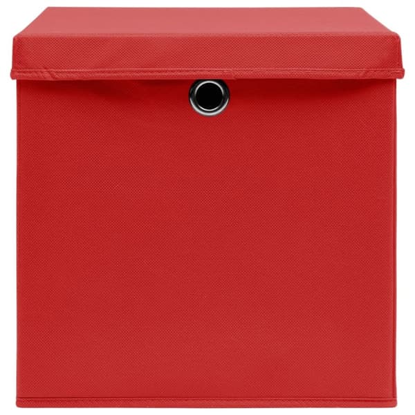 vidaXL Oppbevaringsbokser med lokk 4 stk rød 32x32x32 cm stoff