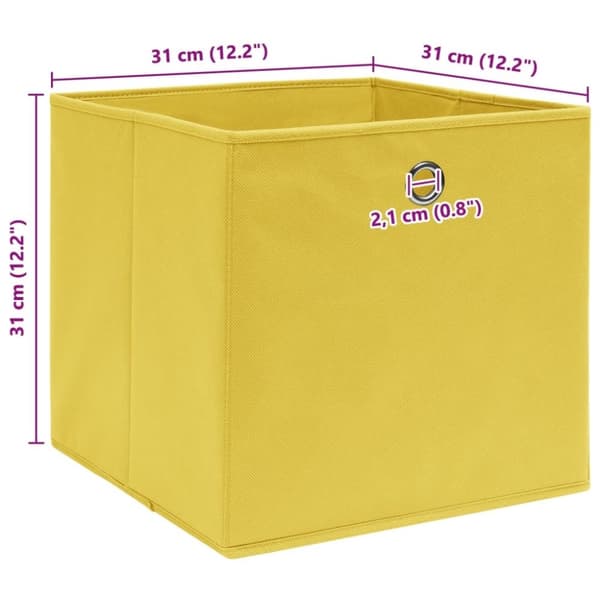 vidaXL opbevaringskasser 10 stk. 32x32x32 stof gul