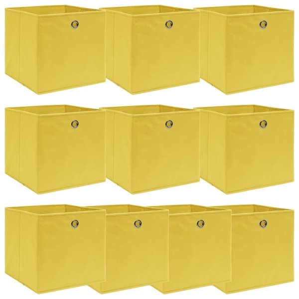 vidaXL opbevaringskasser 10 stk. 32x32x32 stof gul