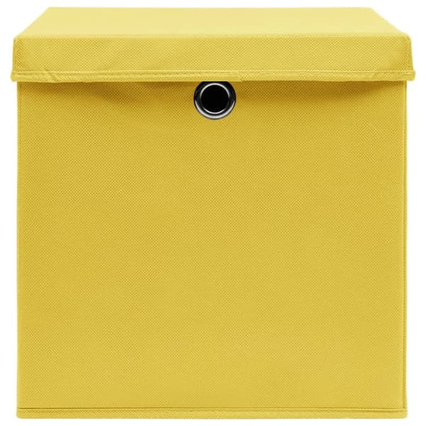 vidaXL Förvaringslådor med lock 4 st gul 32x32x32 cm tyg