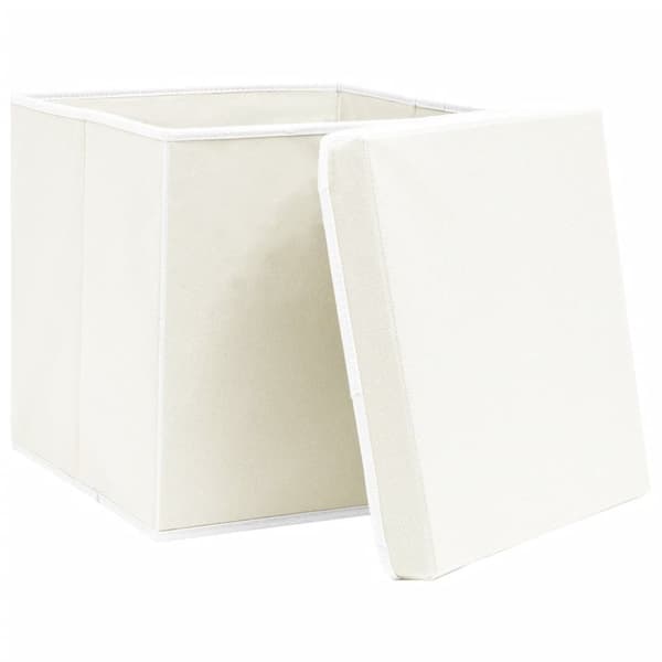 vidaXL Förvaringslådor med lock 4 st vit 32x32x32 cm tyg