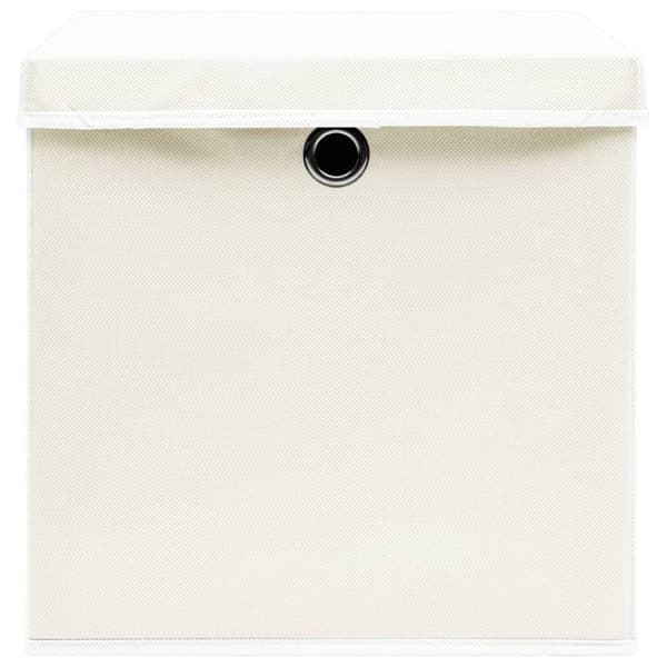 vidaXL Förvaringslådor med lock 4 st vit 32x32x32 cm tyg
