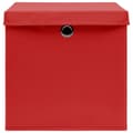 Miniatyrbild 4 av 6: vidaXL Förvaringslådor med lock 10 st röd 32x32x32 cm tyg