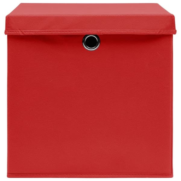 vidaXL Förvaringslådor med lock 10 st röd 32x32x32 cm tyg