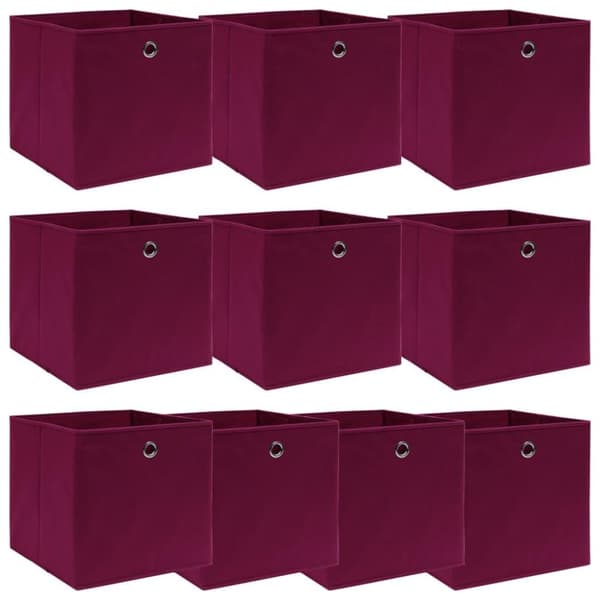 vidaXL Förvaringslådor 10 st mörkröd 32x32x32 cm tyg