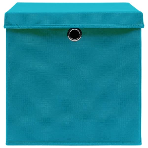 vidaXL Oppbevaringsbokser med lokk 4 stk babyblå 32x32x32 cm stoff