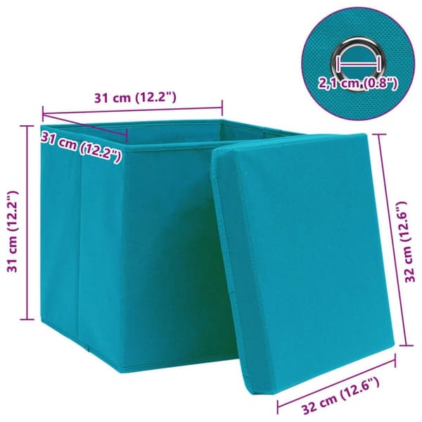 vidaXL Oppbevaringsbokser med lokk 4 stk babyblå 32x32x32 cm stoff