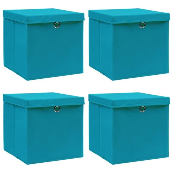vidaXL Oppbevaringsbokser med lokk 4 stk babyblå 32x32x32 cm stoff