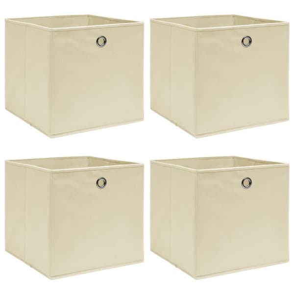 vidaXL opbevaringskasser 4 stk. 32x32x32 stof cremefarvet