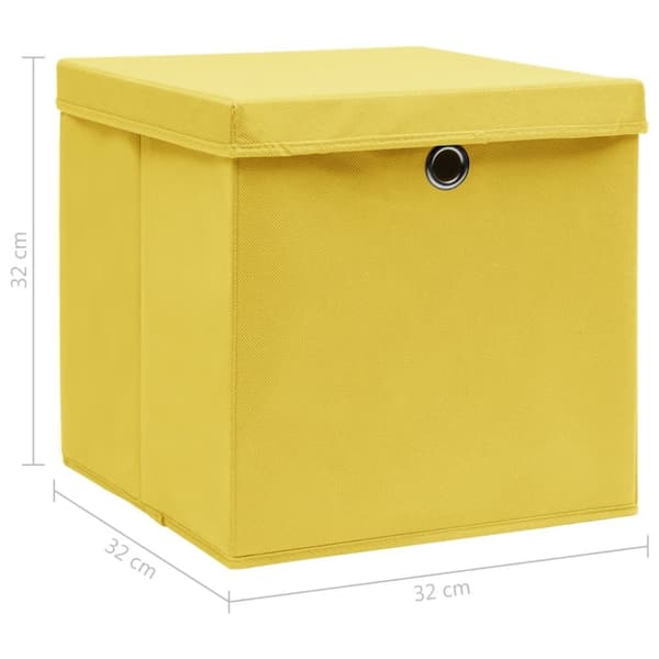 vidaXL opbevaringskasser med låg 4 stk. 32x32x32 stof gul