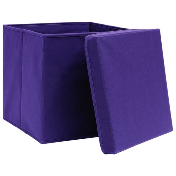 vidaXL Oppbevaringsbokser med lokk 4 stk lilla 32x32x32 cm stoff