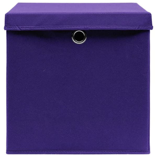 vidaXL Oppbevaringsbokser med lokk 4 stk lilla 32x32x32 cm stoff