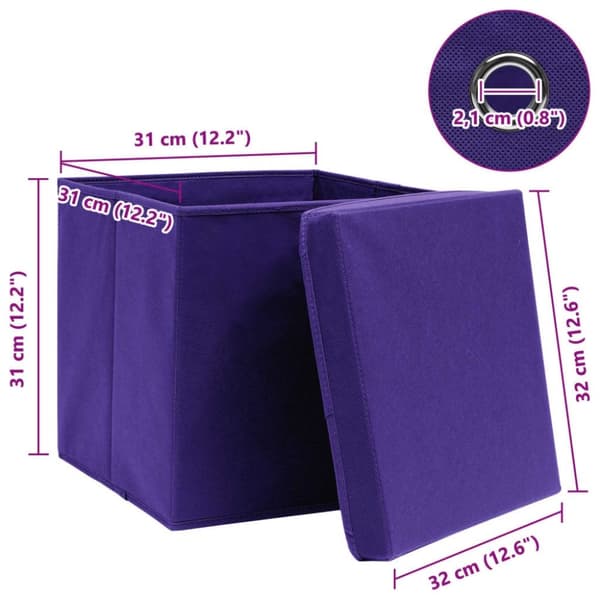 vidaXL Oppbevaringsbokser med lokk 4 stk lilla 32x32x32 cm stoff