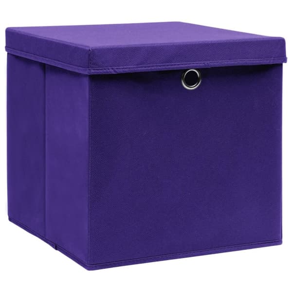 vidaXL Oppbevaringsbokser med lokk 4 stk lilla 32x32x32 cm stoff