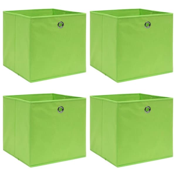 vidaXL opbevaringskasser 4 stk. 32x32x32 stof grøn