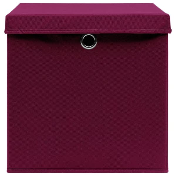 vidaXL Oppbevaringsbokser med lokk 10 stk mørkerød 32x32x32 cm stoff