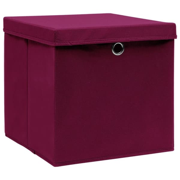 vidaXL Oppbevaringsbokser med lokk 10 stk mørkerød 32x32x32 cm stoff