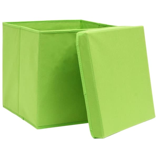 vidaXL Oppbevaringsbokser med lokk 4 stk grønn 32x32x32 cm stoff