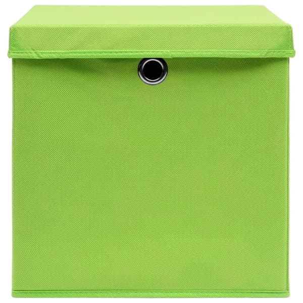 vidaXL Oppbevaringsbokser med lokk 4 stk grønn 32x32x32 cm stoff